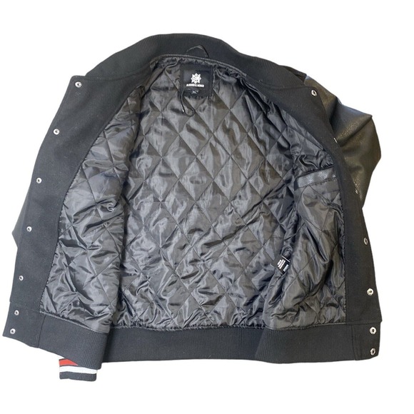 Bleecker & Mercer Jacket Men’s Medium Black Embroidered Varsity Streetwear - Picture 8 of 14